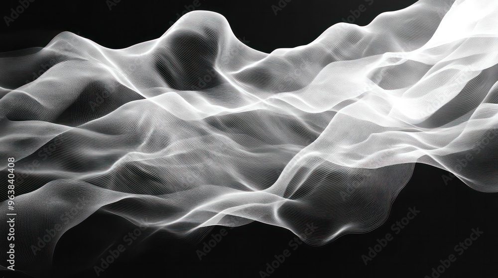 Leinwandbilder A black and white image of a wave with a white background. The image is abstract and has a dreamy, ethereal quality to it