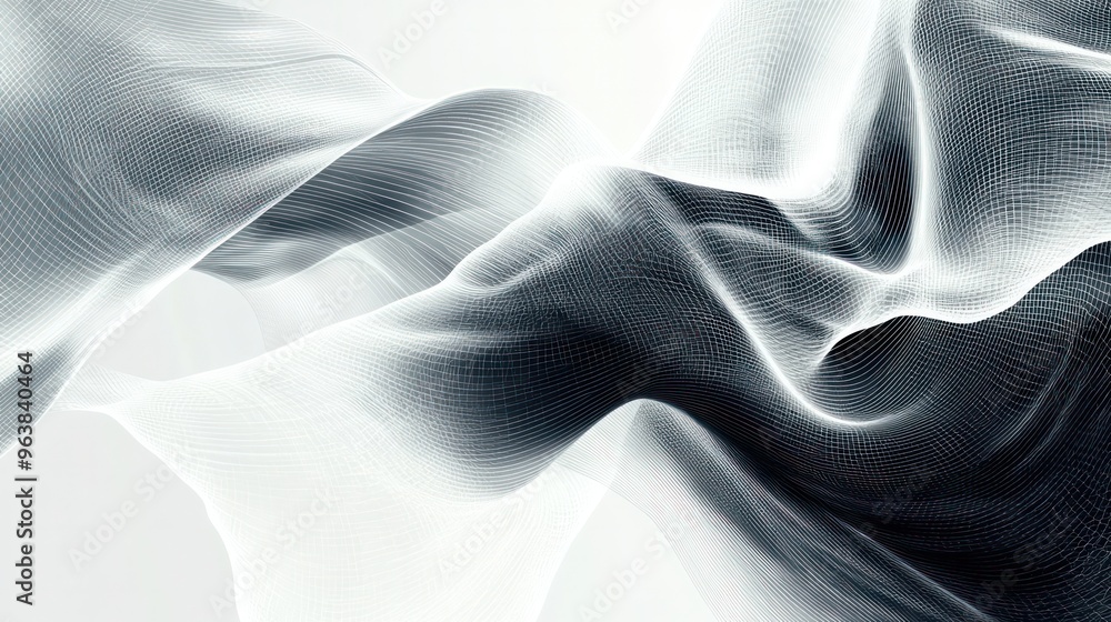 Aufkleber a white and black wave with a lot of dots. the wave is very long and it looks like it is moving