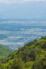 日本　長野県茅野市のビーナスライン沿いにある白樺湖展望台から見える風景