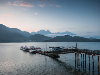 The beautiful scenery of the Sun Moon Lake pier.