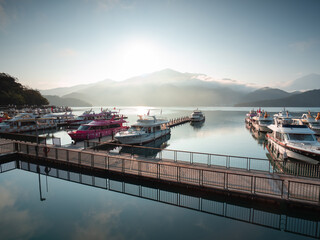 The beautiful scenery of the Sun Moon Lake pier.