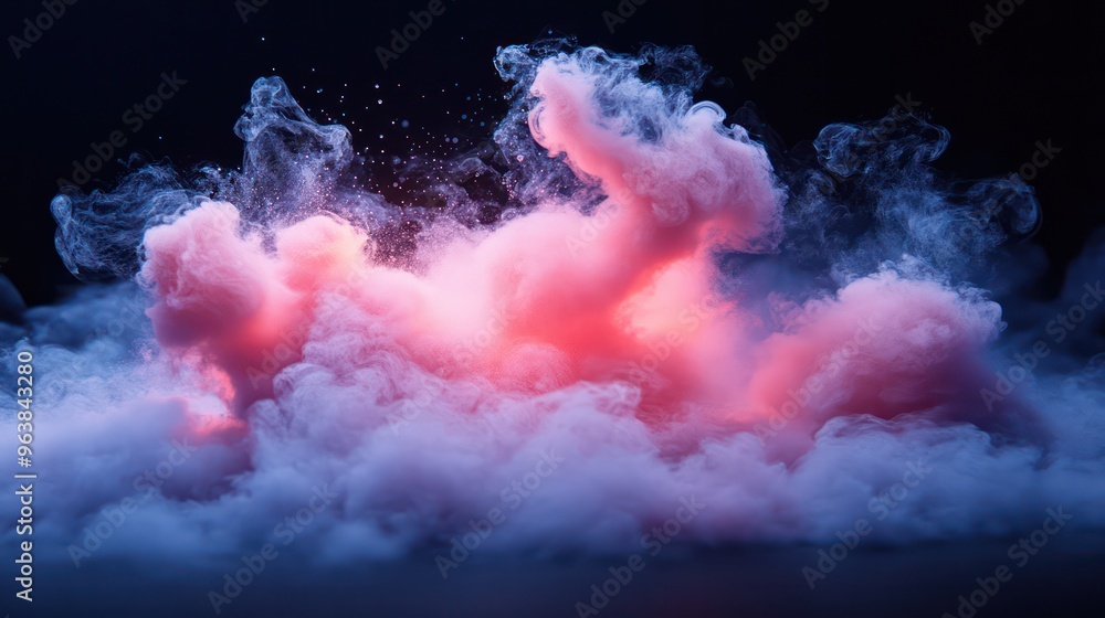 Aufkleber a cloud of pink smoke is billowing out of a fire. the smoke is thick and dense, creating a sense of 