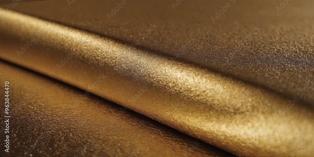 Aufkleber the gold fabric is shiny and has a smooth texture