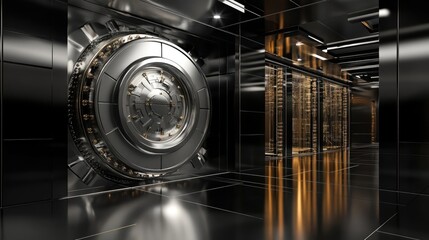 A massive, secure bank vault door stands impenetrable, symbolizing financial security and protection of fortunes