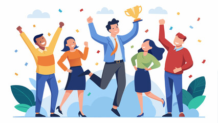 Fototapeta premium employees celebrate victory