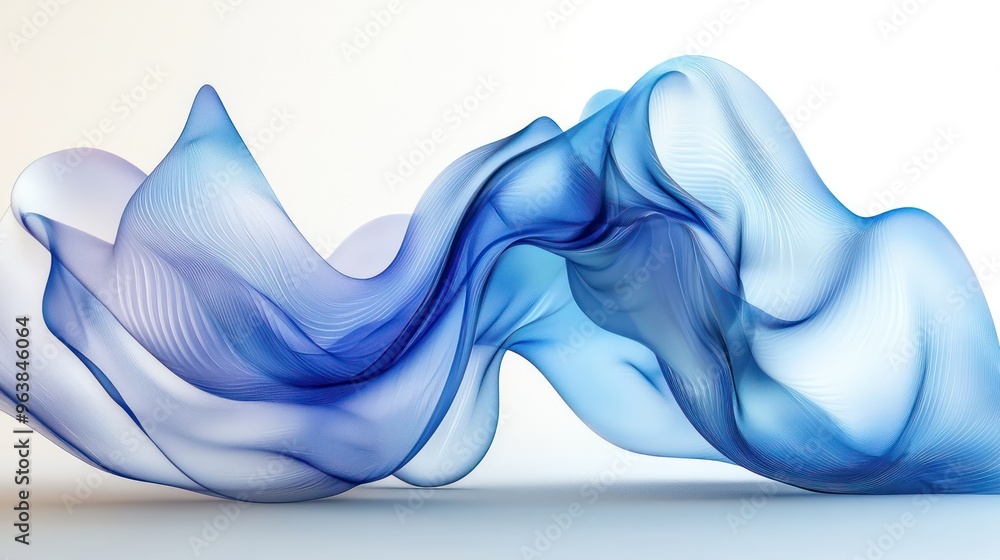 Poster a blue and white wave is shown in the image. the blue and white colors give the impression of a calm