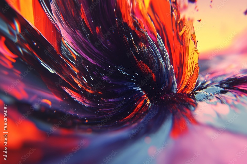 Poster diffraction grating reflectivity coefficient and colorimetry intense swirling abstract vortex of glo