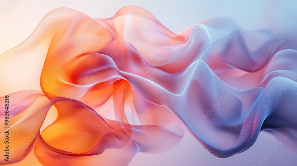 Aufkleber a colorful, flowing piece of fabric with a pink and orange hue. the fabric is made of a silky materi
