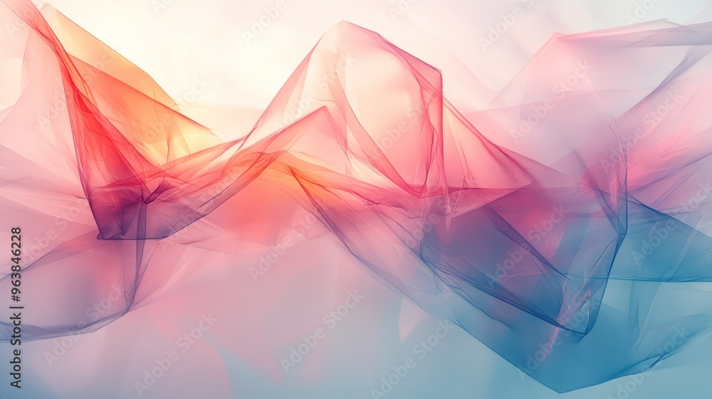 Leinwandbilder A colorful, abstract design with a red and blue gradient. The design is made up of lines and curves, giving it a sense of movement and energy. The colors are bright and vibrant
