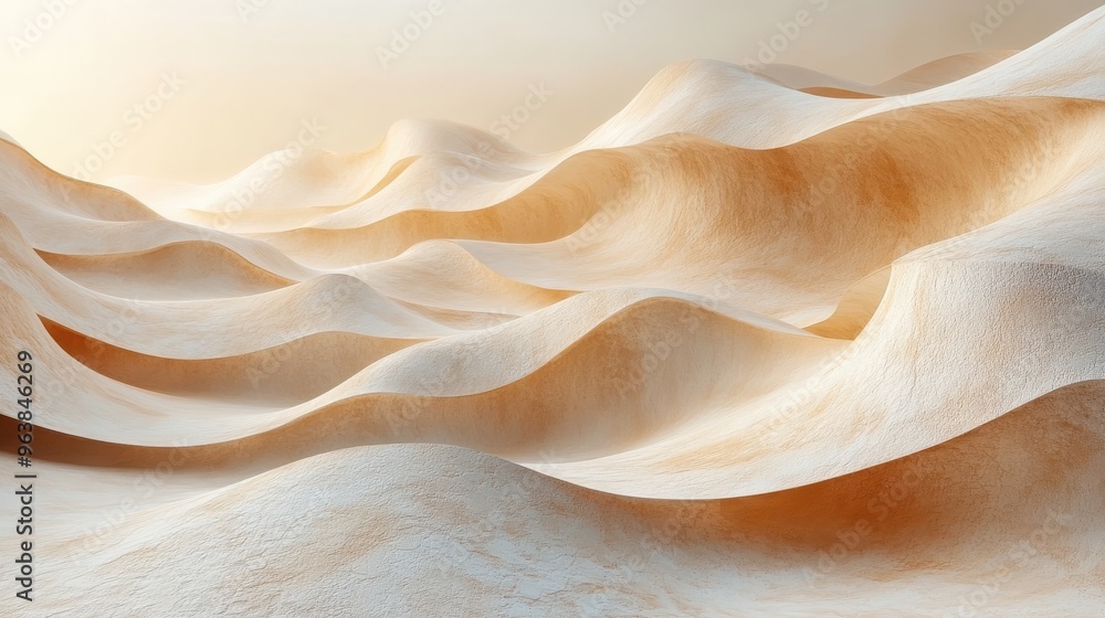 Poster 3d abstract beige backgroun3d with folde3d ribbon or fallen paper scroll