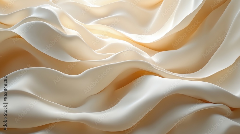 Poster 3d abstract beige backgroun3d with folde3d ribbon or fallen paper scroll