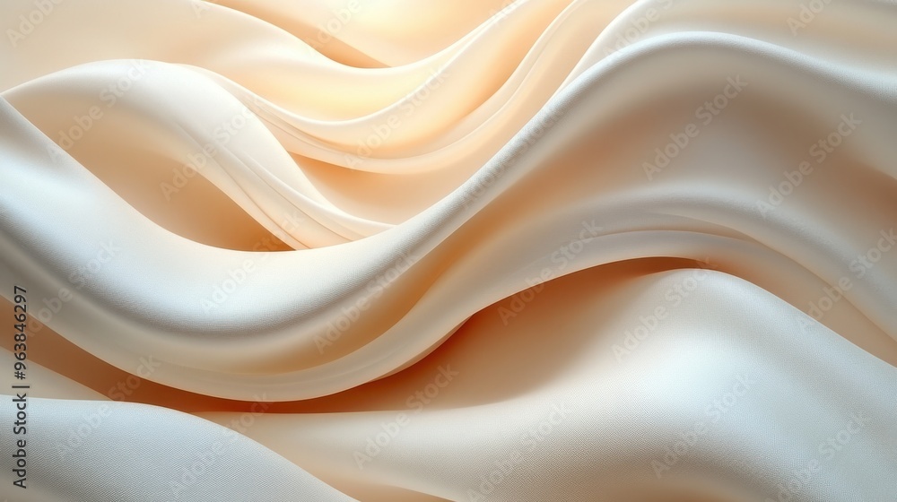 Poster 3d abstract beige backgroun3d with folde3d ribbon or fallen paper scroll