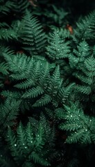 Close-up of Dewy Green Fern Fronds
