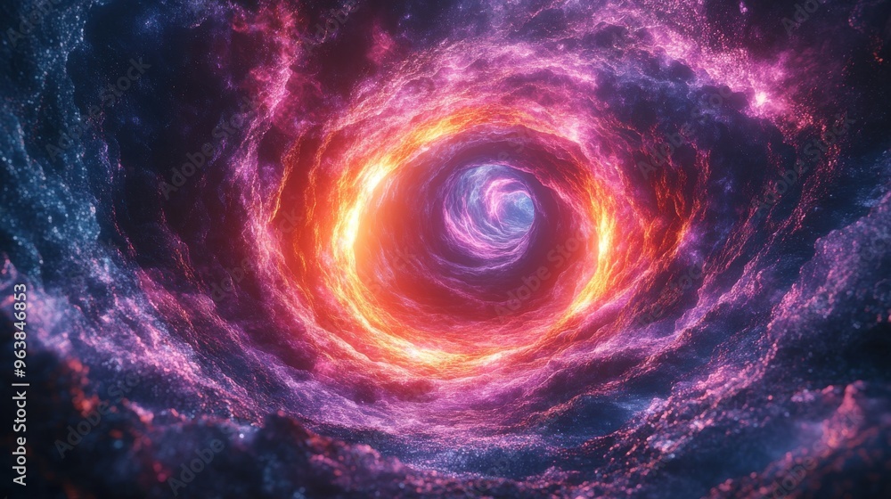 Poster 3d abstract cosmic circle backgroun3d ultra violet neon rays glowing lines spee3d of light space an3