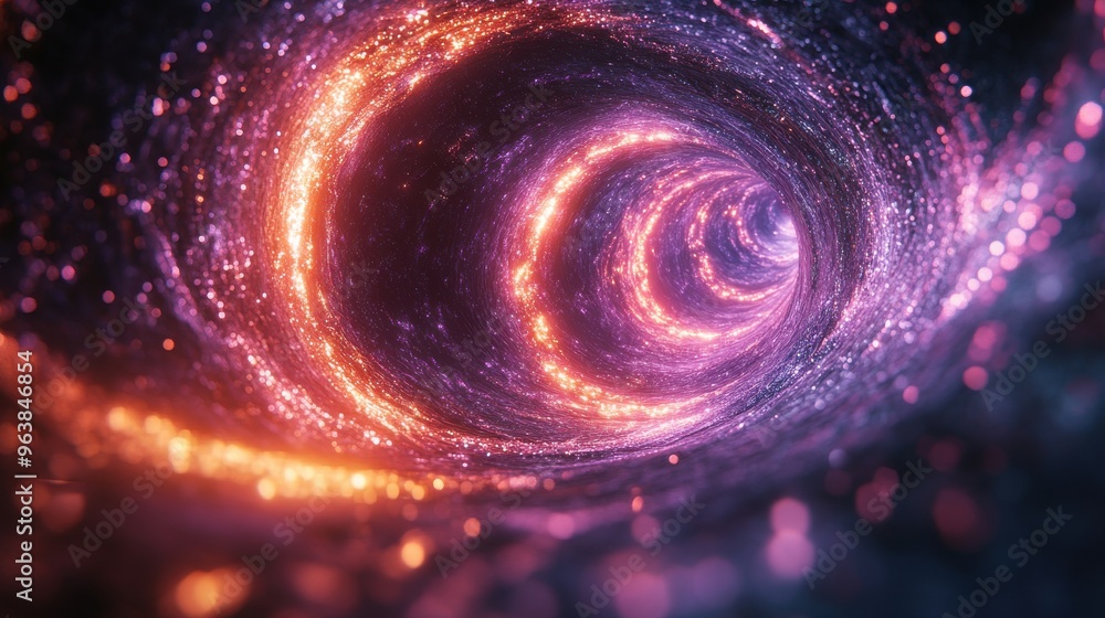 Poster 3d abstract cosmic circle backgroun3d ultra violet neon rays glowing lines spee3d of light space an3
