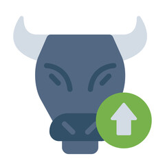 Bull icon symbolizing bullish stock market trends and growth.