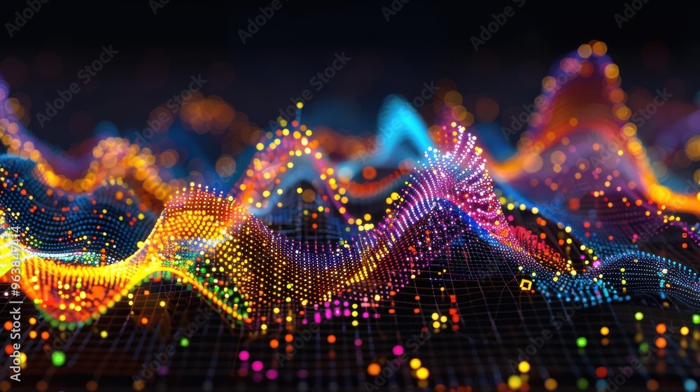 Poster colorful dynamic data visualization waveform