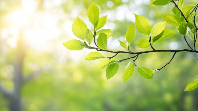 New leaves unfurling on a tree branch