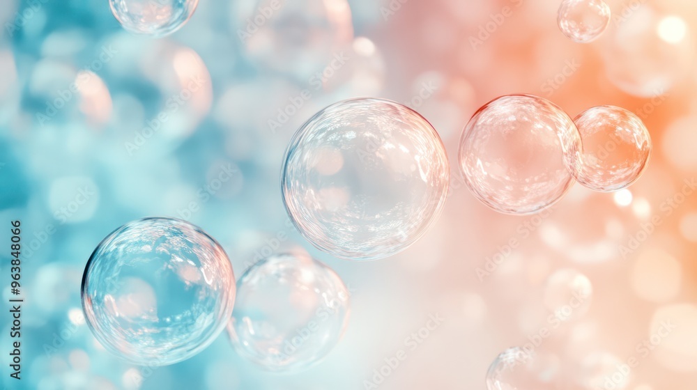 Aufkleber a series of clear, round bubbles floating in the air. the bubbles are scattered throughout the scene