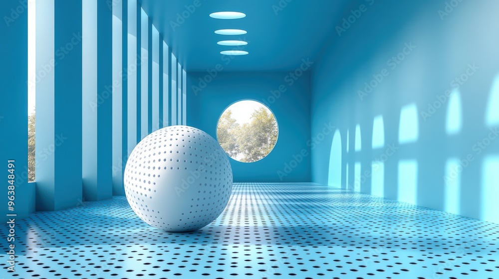 Poster 3d abstract geometric backgroun3d futuristic minimal concept clean style blank ball opaque sphere bu