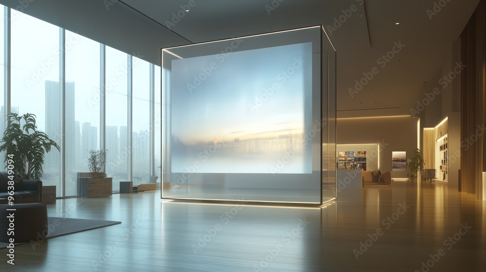 Poster transparent display mockup, providing a clean and modern presentation of digital content, ideal for 