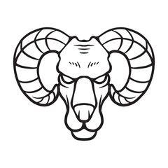 Hand drawn isolated vector mountain sheep (argali) with horns