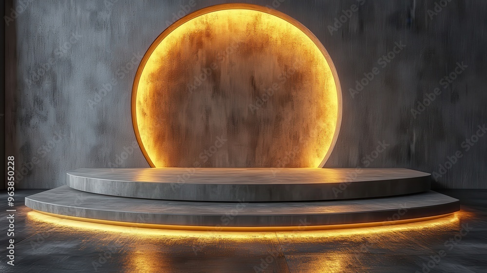 Poster 3d abstract grey geometric backgroun3d with oval niche an3d golden frame modern minimal showcase sce