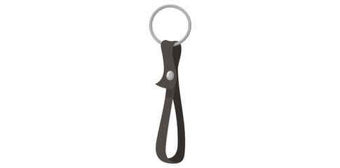 Realistic Leather Key Ring Vector Illustration.	