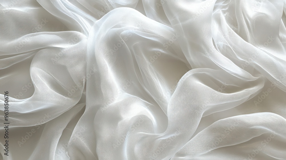 Aufkleber a white fabric with a pattern of lines and swirls. the fabric is very thin and delicate