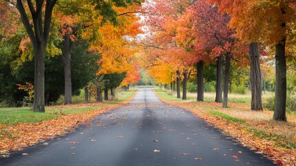 Naklejka premium A Fall Path Through Autumnal Trees