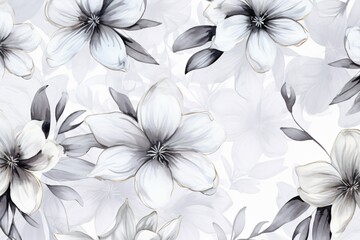 Watercolor gray flowers background
