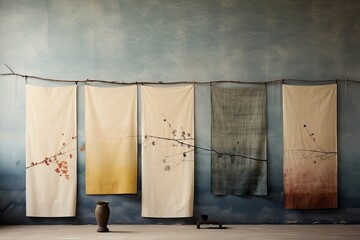 Wabi-sabi background, where hand-made paper meets natural dye and sumi ink
