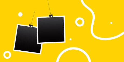 Hanging style two photo frame modern template.