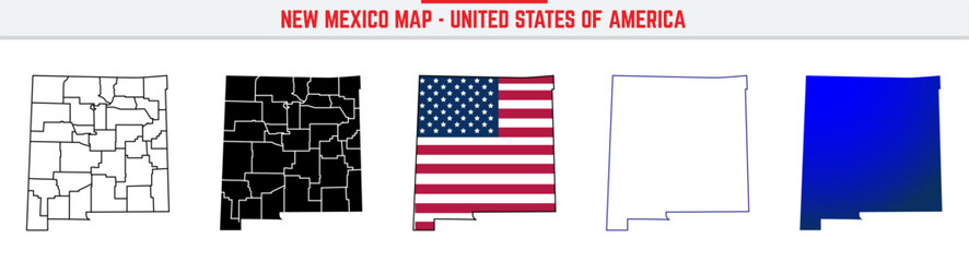New Mexico Map with editable stroke icon. New Mexico USA State thin line icon, New Mexico map vector illustration, New Mexico, NM  silhouette vector map