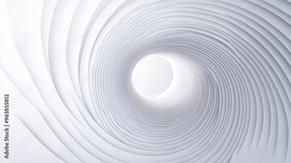Poster abstract spiral design creating a sense of depth and motion in a minimalist white space