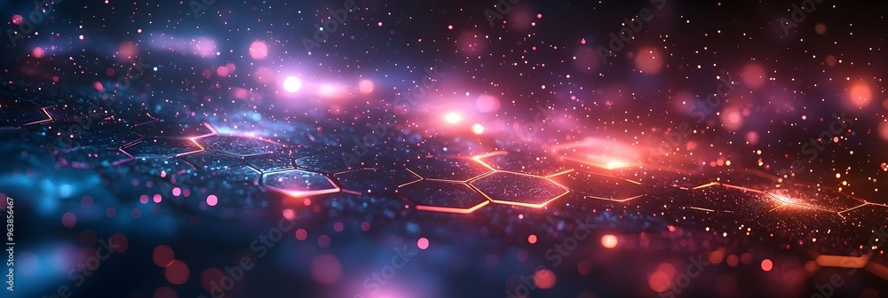 Leinwandbilder futuristic abstract background with glowing digital lines and geometric patterns
