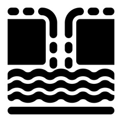drainage, waterways, draining, ditch, gutter, water tunnel solid or glyph icon