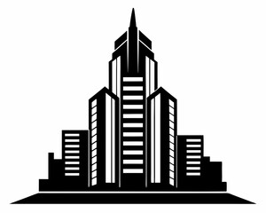 skyscraper building city black vector silhouette