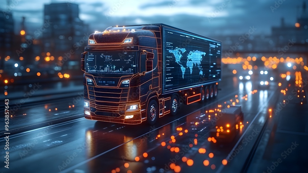 Poster Smart Logistics Dashboard Displaying Real Time Tracking and Analytics