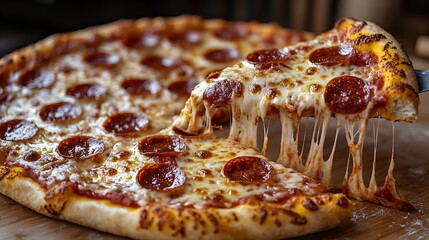 Mouthwatering Pepperoni Pizza Slice with Melted Cheese