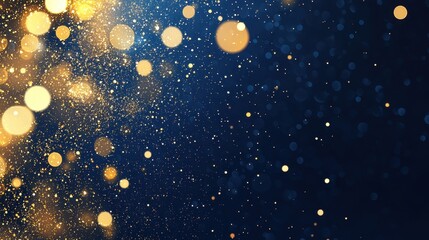 Abstract Blue and Gold Glitter Bokeh Background