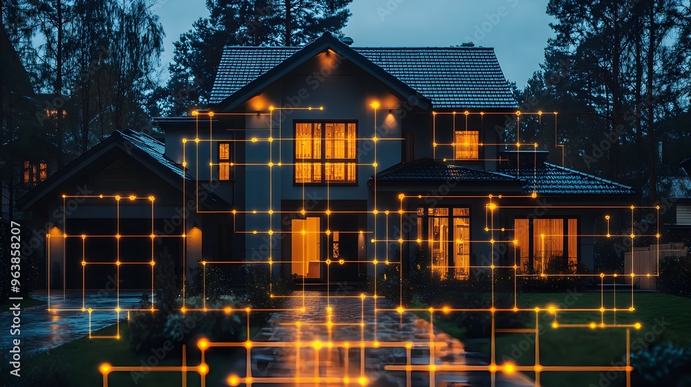 Poster Innovative Graphic Depicting a Smart Grid System Leveraging IoT for Efficient Sustainable Power Distribution