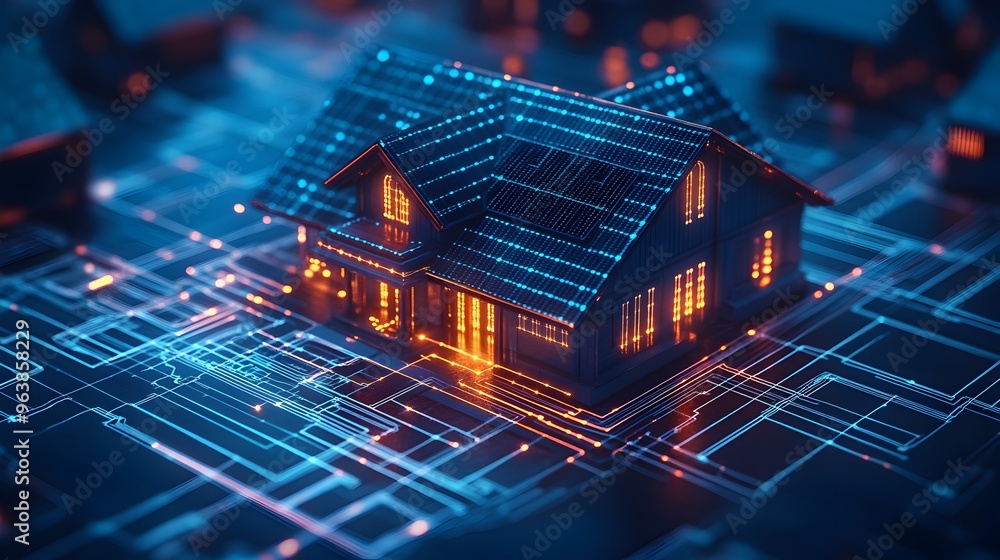 Aufkleber innovative graphic showcasing a smart grid system utilizing iot technology