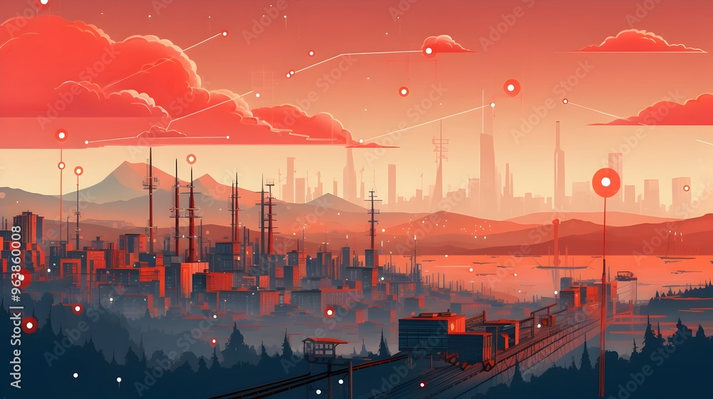 Poster interconnected iot sensor network monitoring urban air and pollution levels