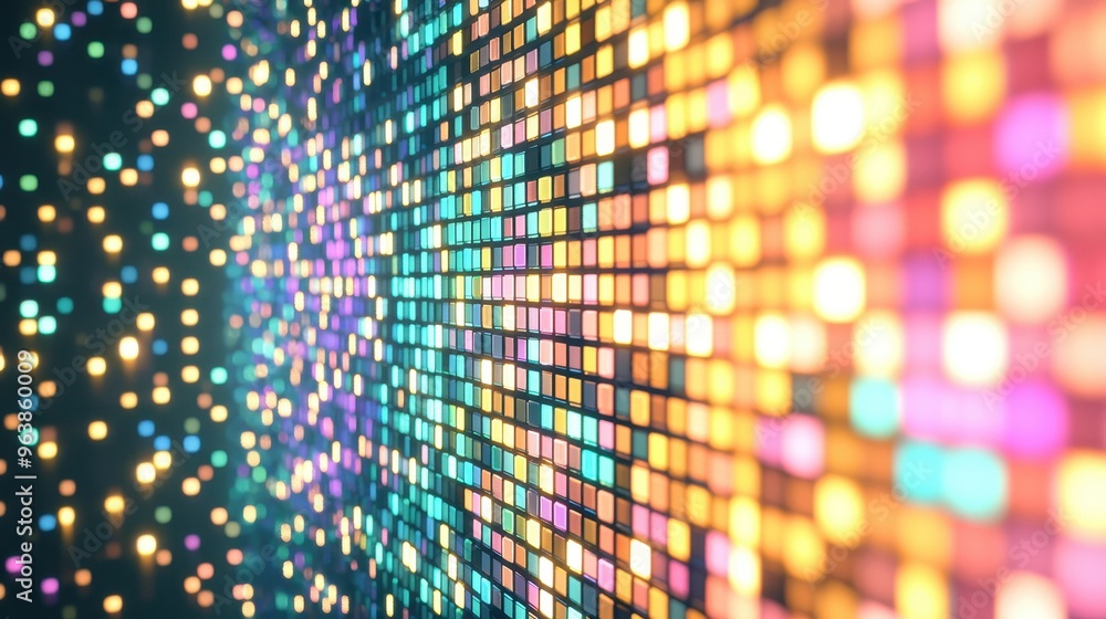 Aufkleber abstract colorful lights bokeh illuminated grid blurred background