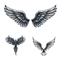 Obraz premium Vector Wings Icon. Vintage Angel Wings Icon, Design Template, Clipart. Cupid, Angel or Bird Wings. Vector illustration