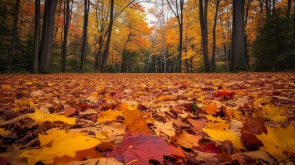 Fallen Autumn Leaves on the Forest Floor