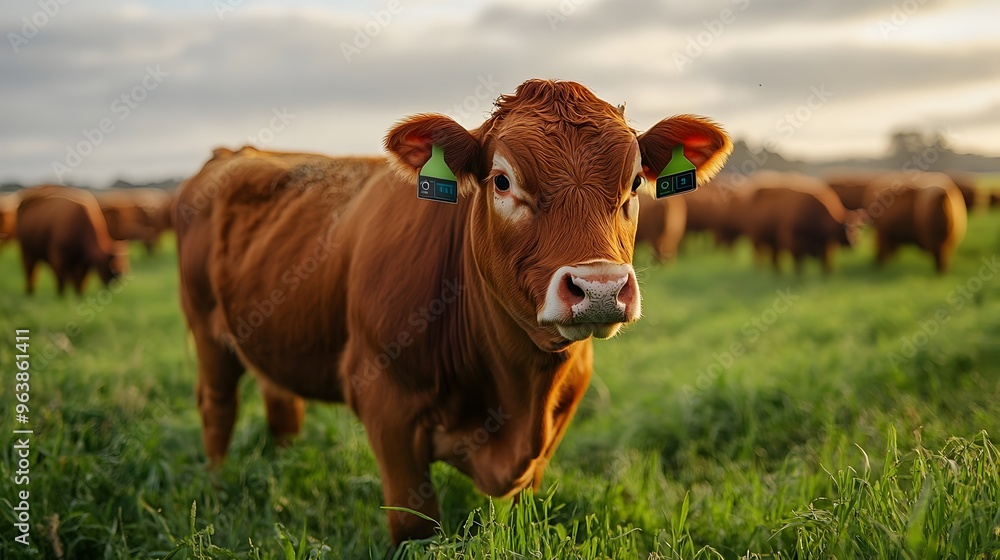 Aufkleber smart farm with iot sensors monitoring health and feed levels