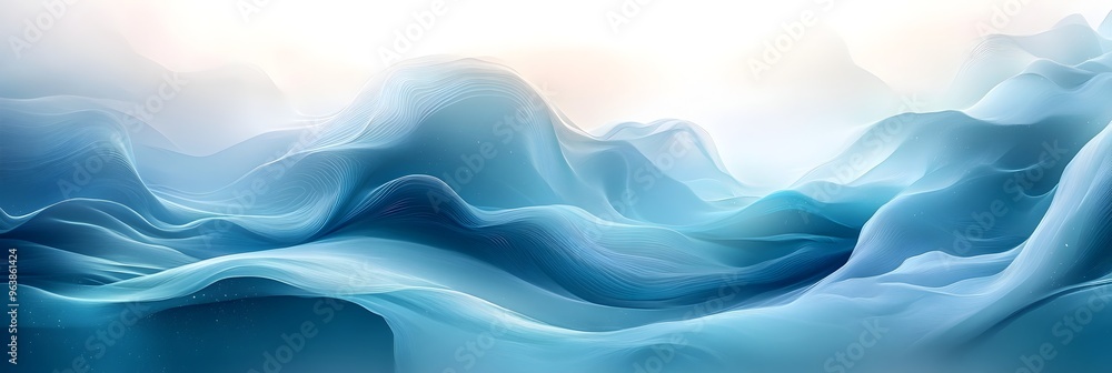 Poster Serene Abstract Background with Flowing Waves of Elegant Movement