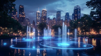 Intelligent City Park with IoT Sensors for Water Fountains Lighting and Security Management